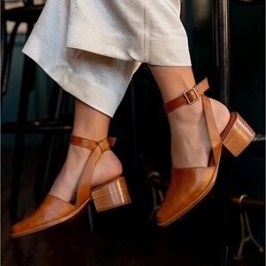 Portland Leather Patina Ankle Wrap Pointed Mules
